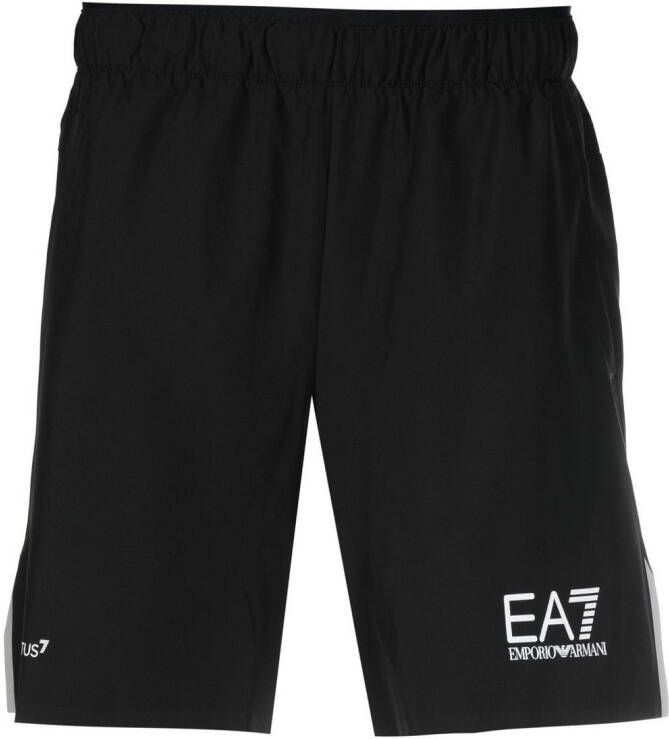 Ea7 Emporio Armani Trainingsshorts met logoprint Zwart