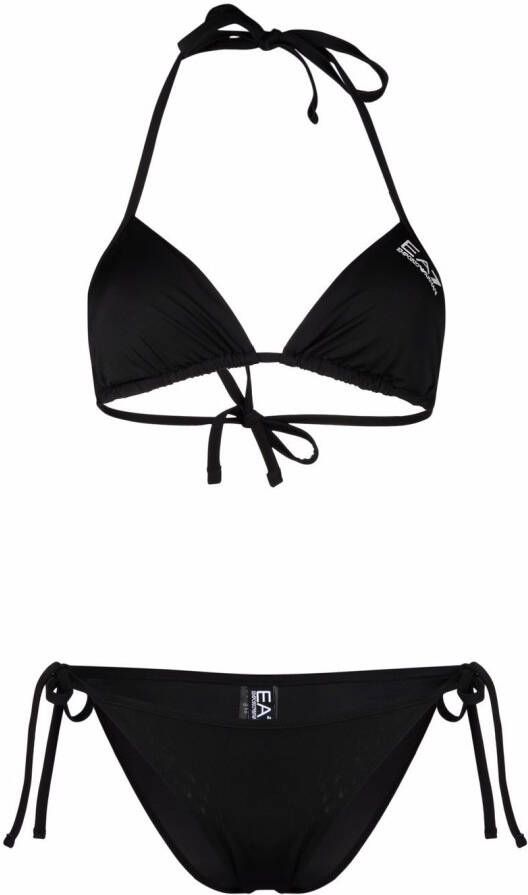 Ea7 Emporio Armani Triangel bikini met logoprint Zwart