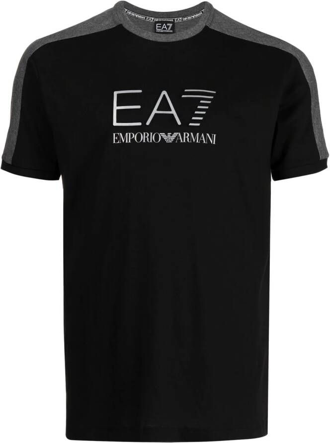 Ea7 Emporio Armani Tweekleurig T-shirt Zwart