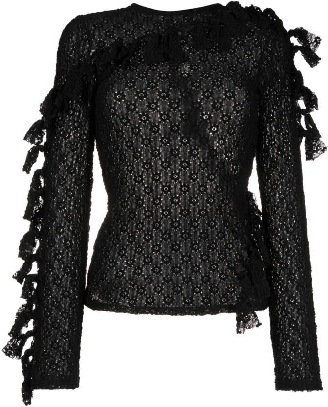 Eckhaus Latta Semi-doorzichtige top Zwart