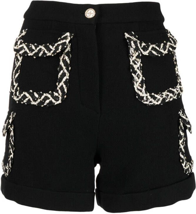 Edward Achour Paris Shorts met tweed zakken Zwart