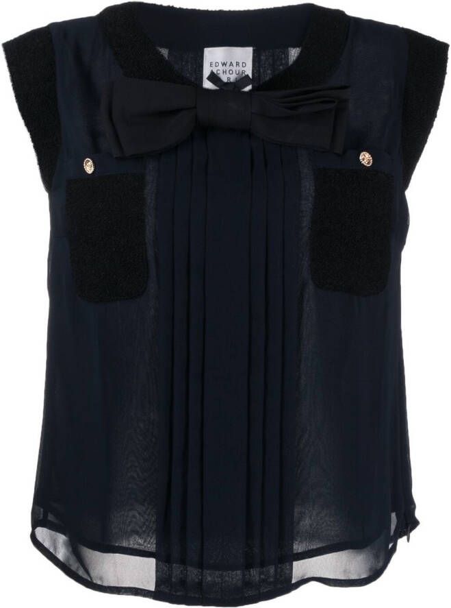 Edward Achour Paris Top met strik Blauw