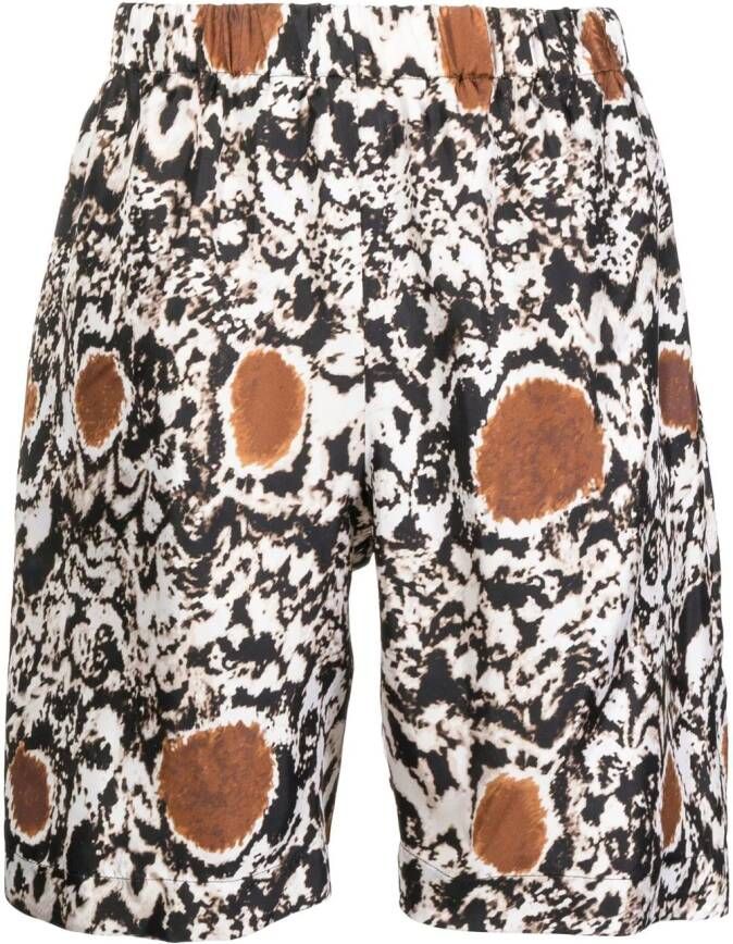 Edward Crutchley Shorts met abstract patroon Wit