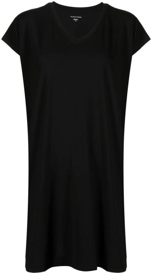 Eileen Fisher Mini-jurk met korte mouwen en V-hals Zwart