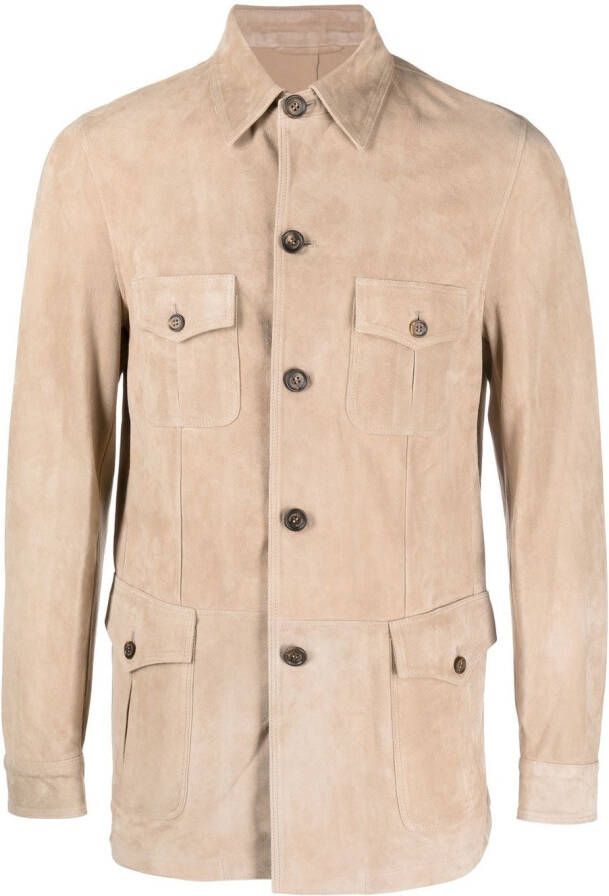 Eleventy Leren jack Beige