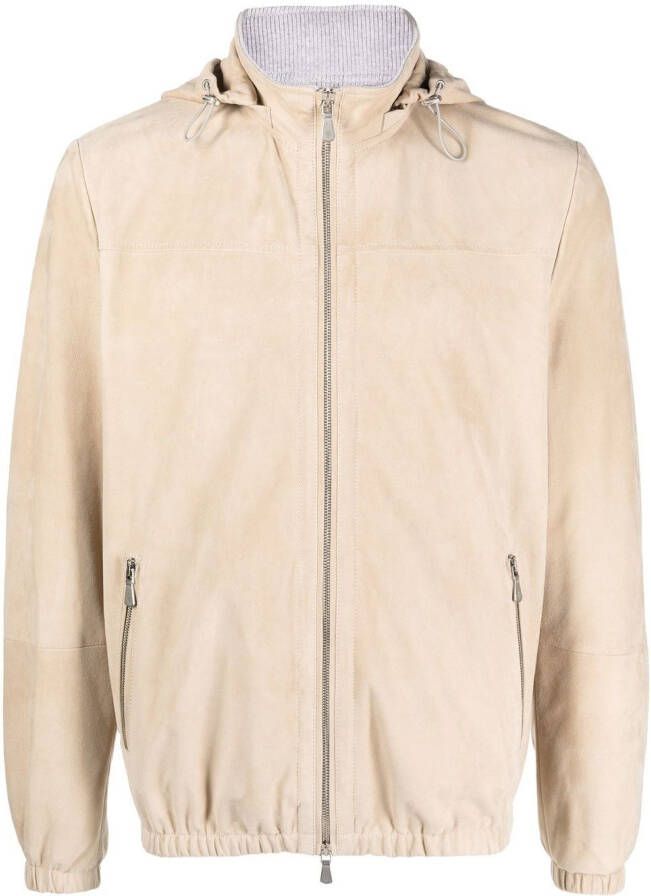 Eleventy Leren jack Beige