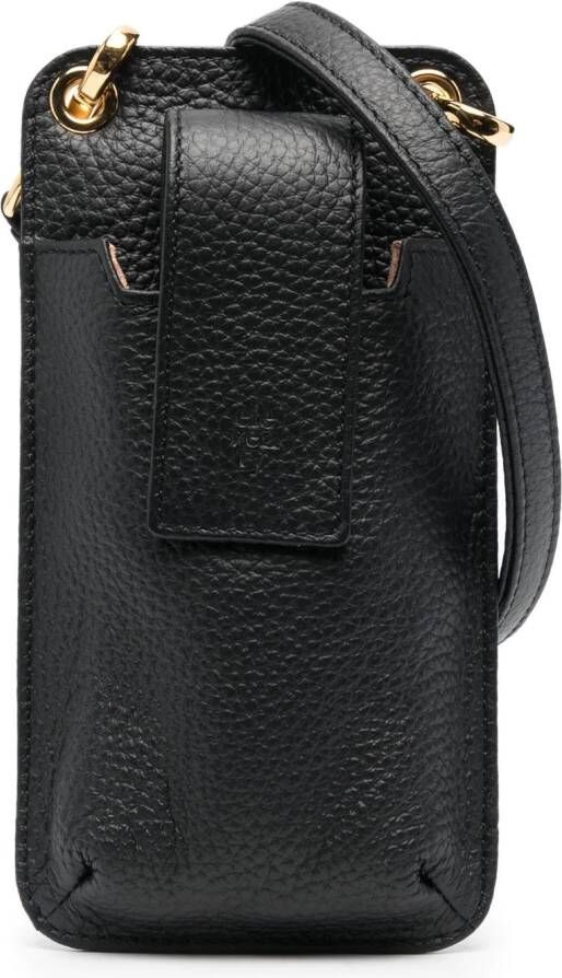 Eleventy Leren telefoontas Zwart