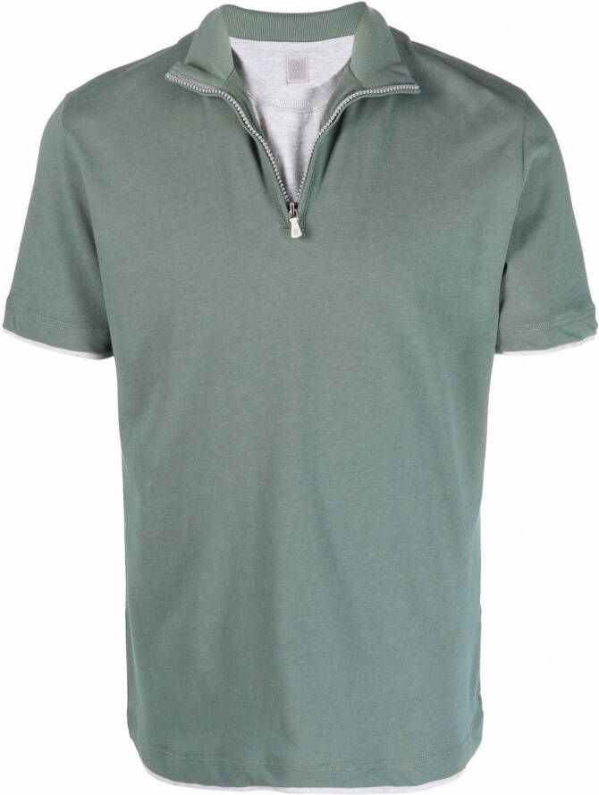 Eleventy Poloshirt met halve rits Groen
