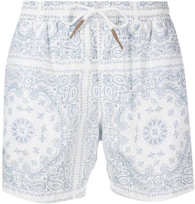 Eleventy Zwembroek met paisley-print Wit
