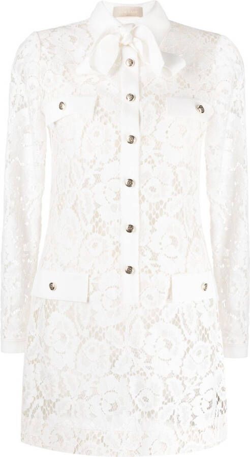 Elie Saab Mini-jurk met bloemenkant Wit