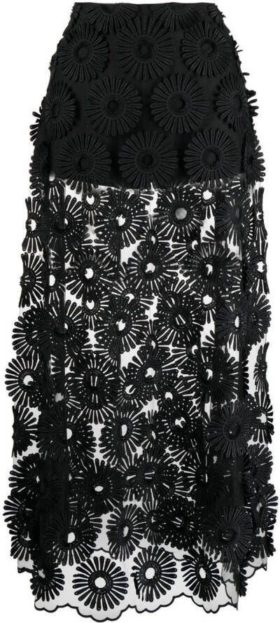 Elie Saab Maxi-rok met borduurwerk Zwart