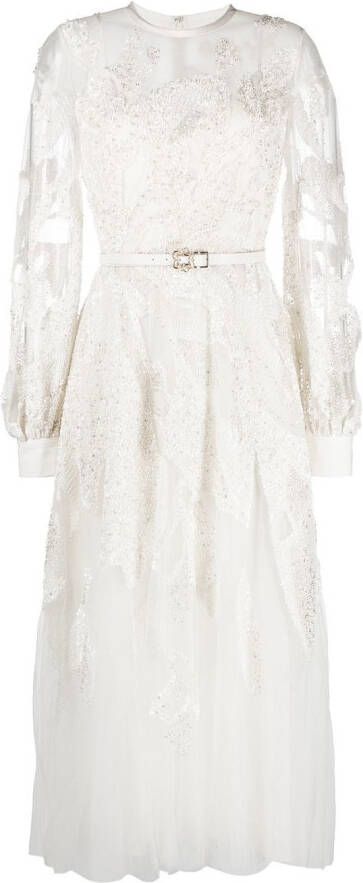 Elie Saab Mini-jurk met geborduurde kralen Wit