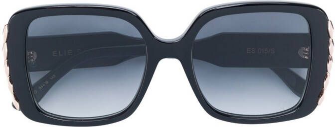 Elie Saab oversized vierkante zonnebril Zwart