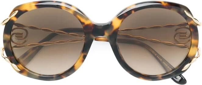 Elie Saab schildersgrote logo-zonnebril Bruin