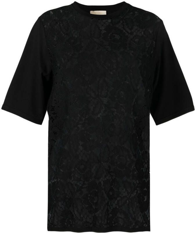 Elie Saab T-shirt met afwerking van kant Zwart