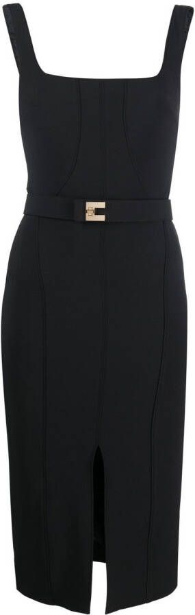 Elisabetta Franchi Midi-jurk met ceintuur Zwart