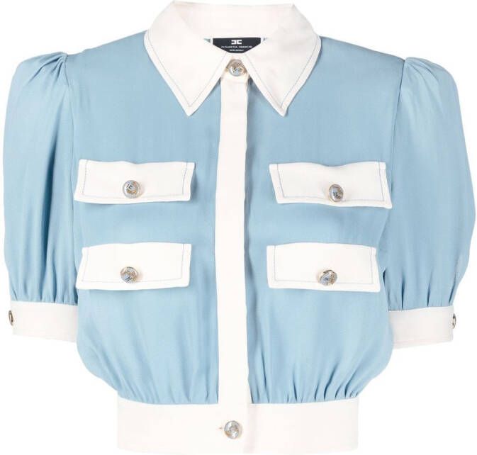 Elisabetta Franchi Cropped blouse Blauw