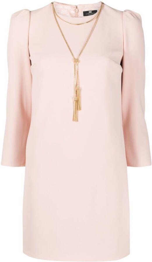 Elisabetta Franchi Mini-jurk verfraaid met ketting Roze