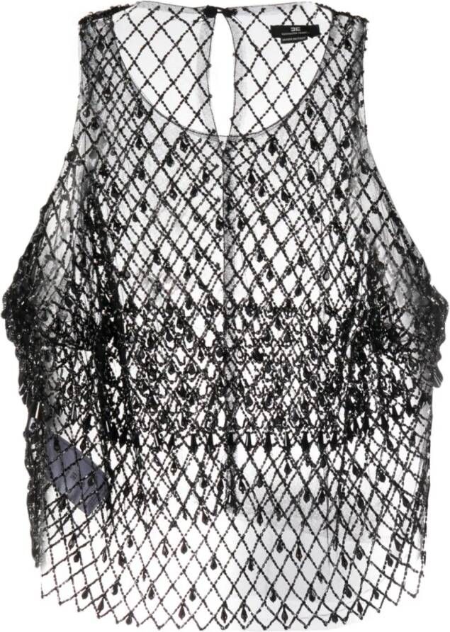 Elisabetta Franchi Cropped tanktop verfraaid met kralen Zwart