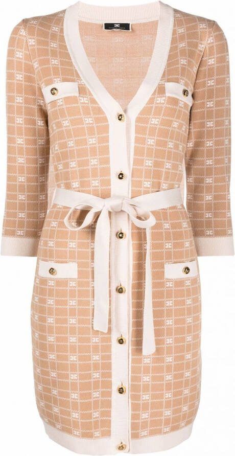 Elisabetta Franchi Gebreide mini-jurk Beige