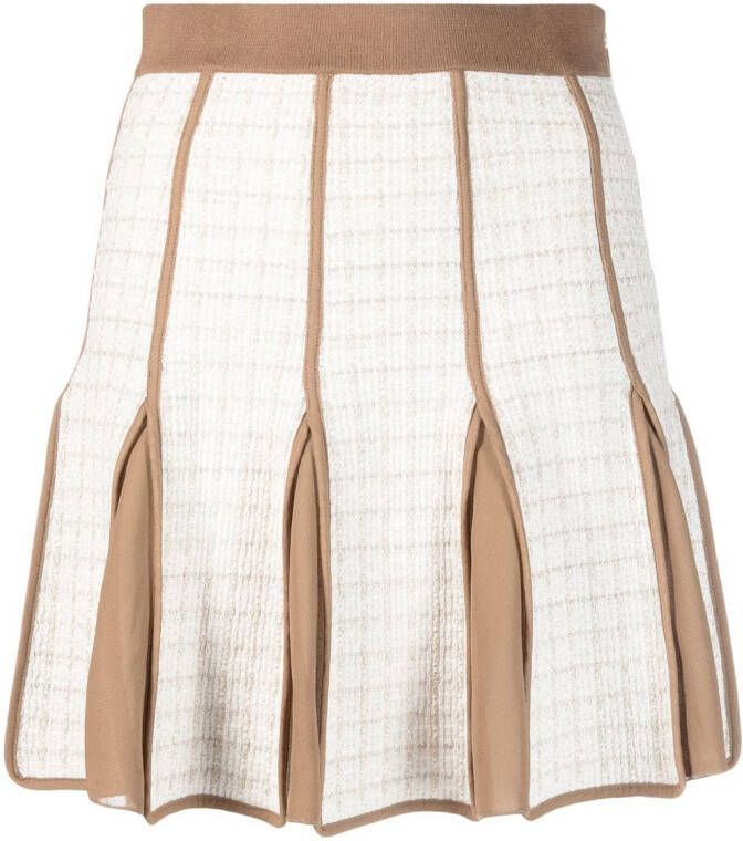 Elisabetta Franchi High waist plooirok Beige