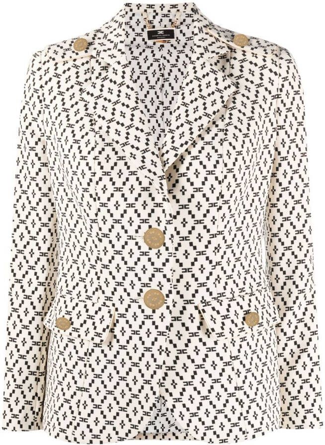 Elisabetta Franchi Blazer met dubbele rij knopen Wit