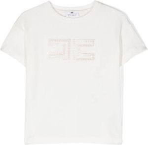 Elisabetta Franchi La Mia Bambina T-shirt met logo-reliëf Wit