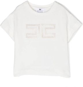 Elisabetta Franchi La Mia Bambina T-shirt met logo-reliëf Wit