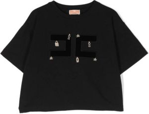 Elisabetta Franchi La Mia Bambina T-shirt met logopatch Zwart