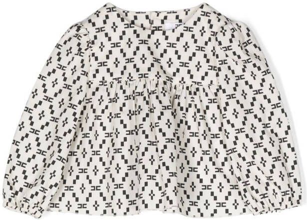 Elisabetta Franchi La Mia Bambina Shirt met geometrische print Beige