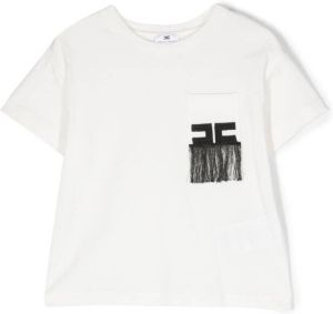 Elisabetta Franchi La Mia Bambina T-shirt met franjes Wit