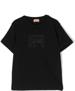 Elisabetta Franchi La Mia Bambina T-shirt met geborduurd logo Zwart