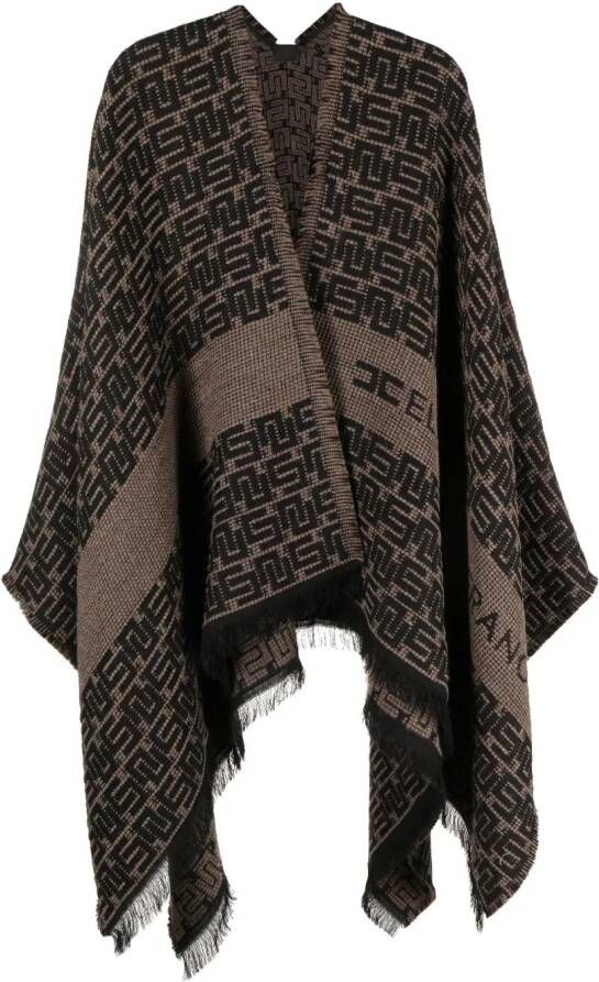 Elisabetta Franchi logo-embroidered knitted cape Bruin