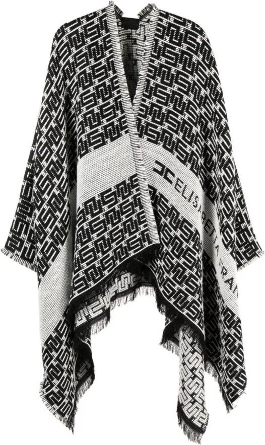 Elisabetta Franchi logo-embroidered knitted cape Wit