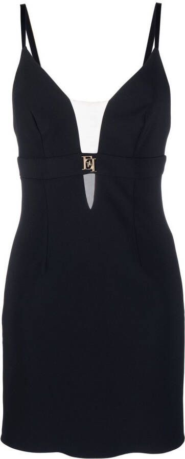 Elisabetta Franchi Mini-jurk met V-hals Zwart