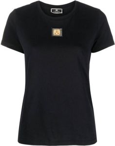 Elisabetta Franchi T-shirt met logoplakkaat Zwart