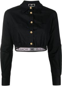 Elisabetta Franchi logo-print cotton shirt Zwart