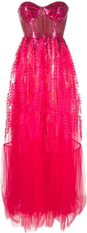 Elisabetta Franchi Maxi-jurk verfraaid met pailletten Roze