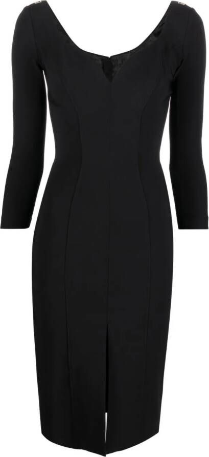 Elisabetta Franchi Midi-jurk met V-hals Zwart