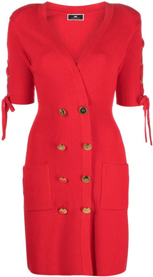 Elisabetta Franchi Mini-jurk met dubbele rij knopen Rood
