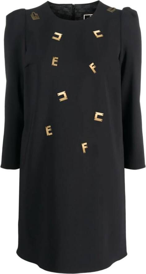 Elisabetta Franchi Mini-jurk met logoplakkaat Zwart