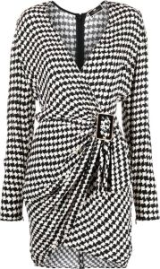 Elisabetta Franchi Mini-jurk met pied-de-poule print Zwart