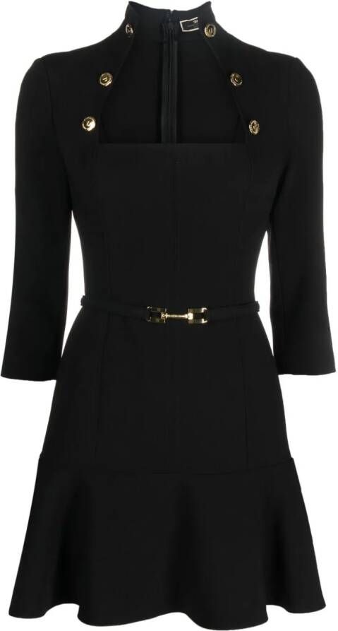 Elisabetta Franchi Mini-jurk van crêpe met riem Zwart