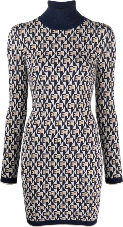 Elisabetta Franchi Jurk met monogram Blauw