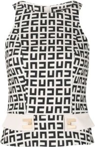 Elisabetta Franchi monogram-pattern sleeveless top Beige