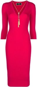 Elisabetta Franchi Ribgebreide jurk Roze