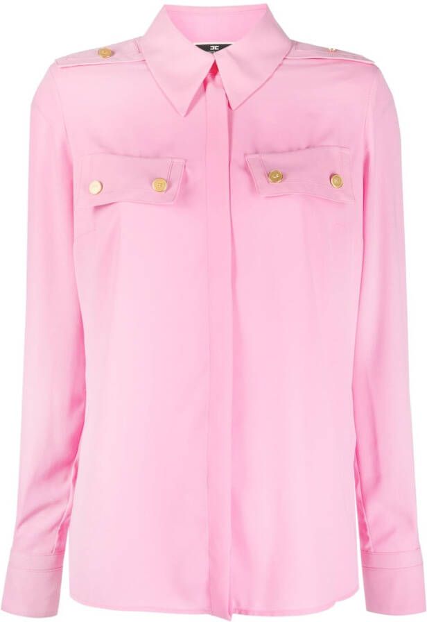 Elisabetta Franchi Poloshirt met sierknoop Roze