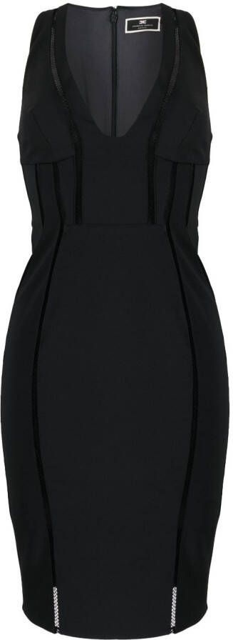 Elisabetta Franchi Mouwloze midi-jurk Zwart