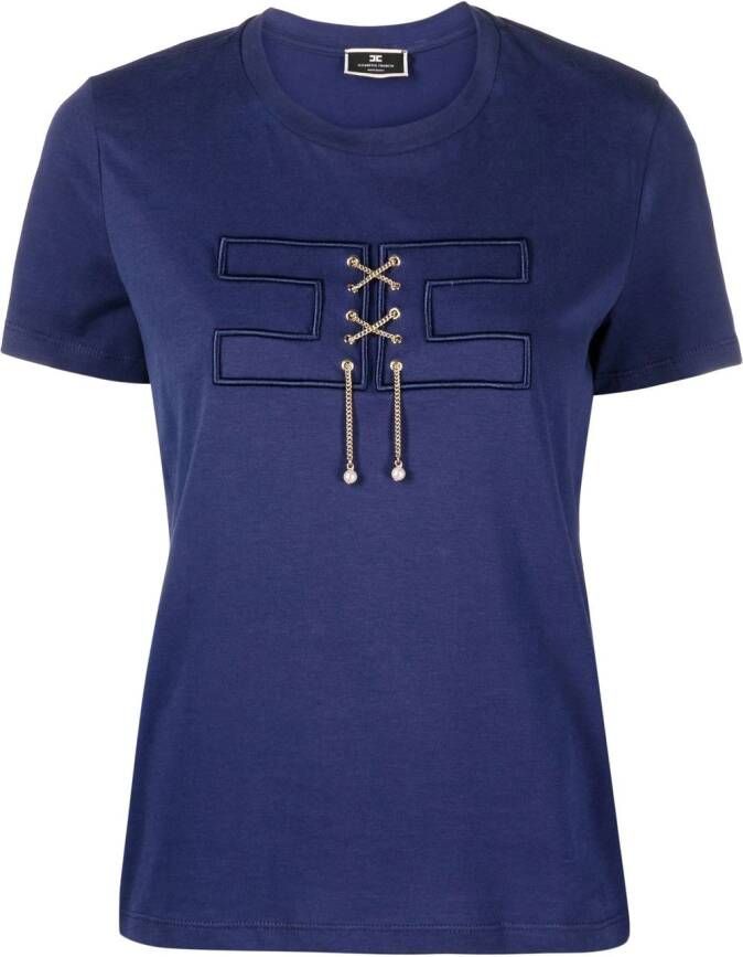 Elisabetta Franchi T-shirt met logoprint Blauw