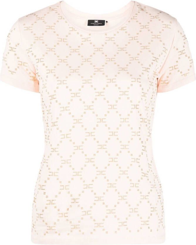 Elisabetta Franchi T-shirt met monogram Roze
